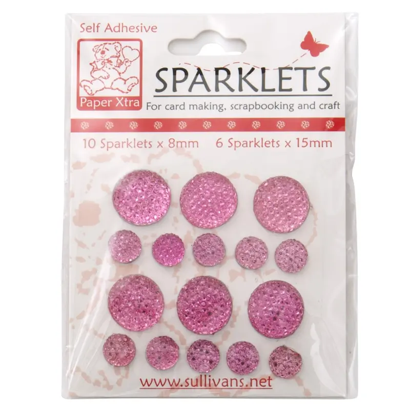 Sullivans Hot Pink Sparklets – 16-Piece Glitter Accent Embellishments 1