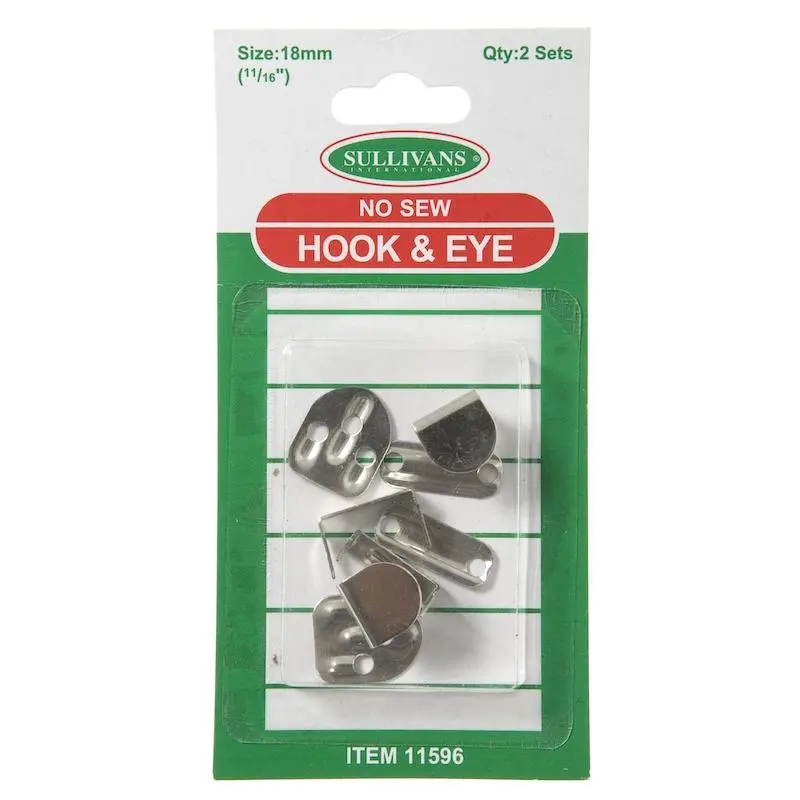Sullivans No-Sew Hook-And-Eye Fasteners – Size 18 Mm, 2 Sets 1