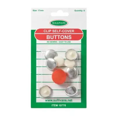 Sullivans Self-Cover Clip Buttons – 6-Pack, 17Mm Diameter, Covered Fasteners 1