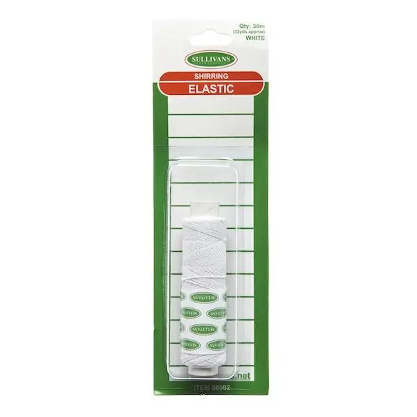 Sullivans Shirring Elastic – White, 30M Roll For Gathering Fabric 1
