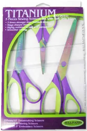 Sullivans Titanium-Bonded Scissors Set – 3-Piece Professional Kit 1
