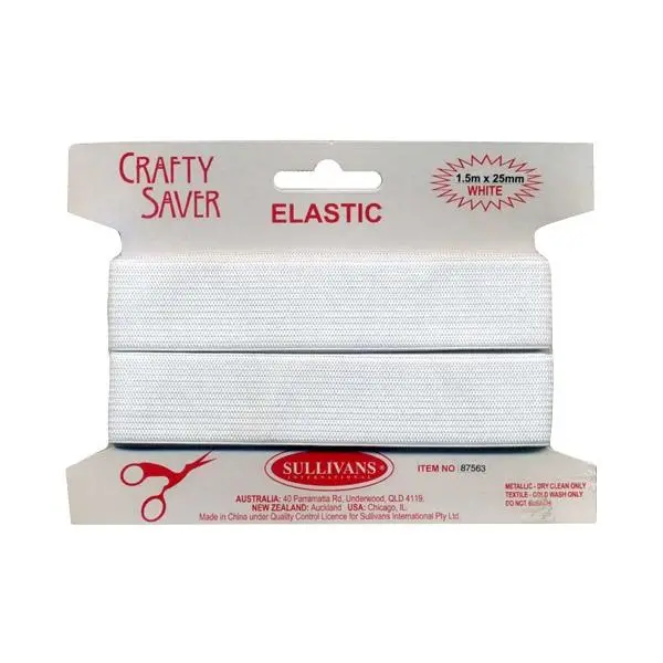 Sullivans White Elastic Band – 25Mm Width 1