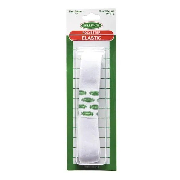 Sullivan'S Woven Elastic Band – White, 20 Mm × 2 M 1