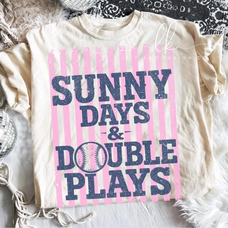 Sunny Days & Double Plays – Youth Sports Theme Shirt 1