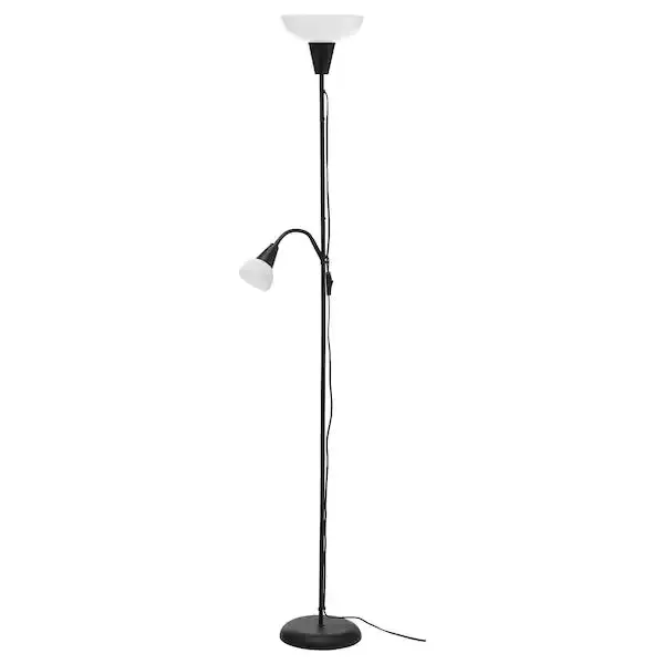 Tågarp Black-And-White Floor Uplighter With Reading Lamp Function 1
