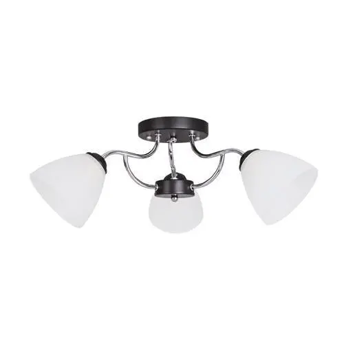 Three-Light Chrome-And-Black Chandelier With Frosted Glass 1