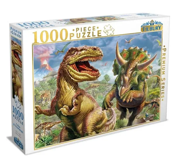Tilbury Dinosaur-Themed Jigsaw Puzzle – 1000-Piece T-Rex & Triceratops Design 1