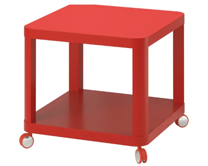 Tingby Castor-Mounted Side Table – Vibrant Red, 50X50 Cm Mobile Accent Table 1