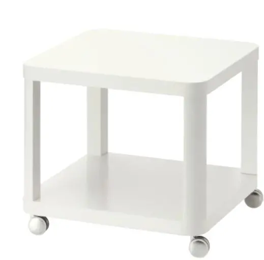 Tingby Mobile Side Table – White Powder-Coated Steel With Casters, 50X50 Cm 1