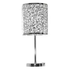 Tl400 Polished Chrome Table Lamp – Silver Patterned Fabric Shade, Elegant Finish 1