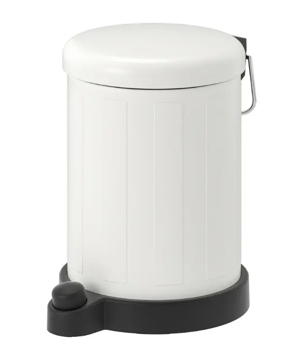 Toftan Slim-Line Waste Bin – White 4-Liter Pedal Bin For Small Spaces 1
