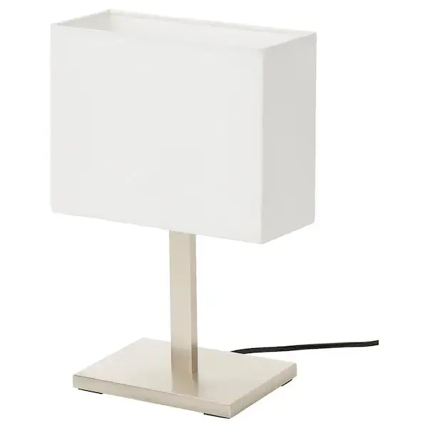 Tomelilla Nickel-Plated & White Table Lamp – 36 Cm Modern Desk Light 1