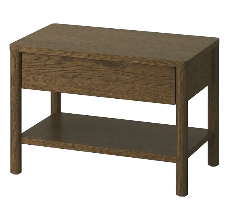 Tonstad Wooden Side Table – Brown Stained Oak Veneer, 64X40 Cm Compact Surface 1