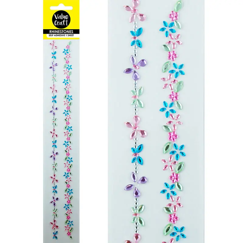 Value Craft Butterfly & Flower Rhinestone Sticker Sheet 1
