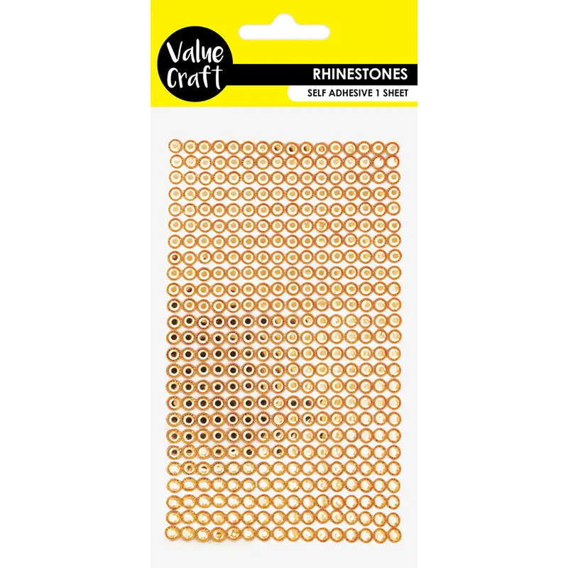 Value Craft Gold Self-Adhesive Rhinestones – 540-Piece Pack 1