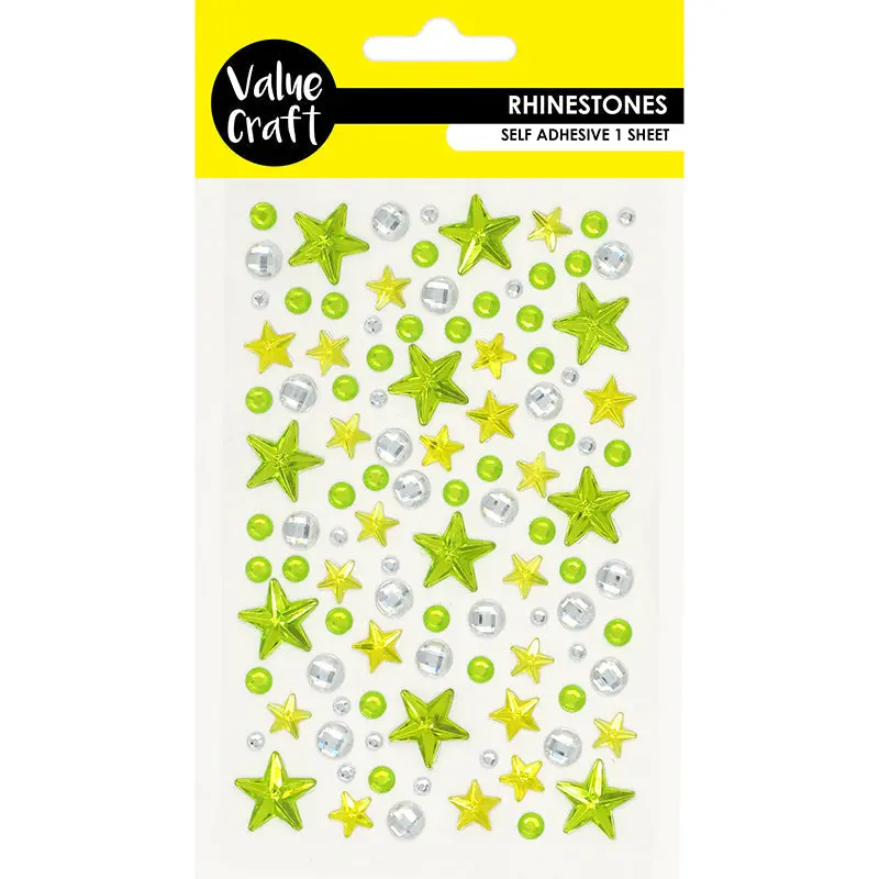 Value Craft Green And Silver Star Rhinestone Sticker 1