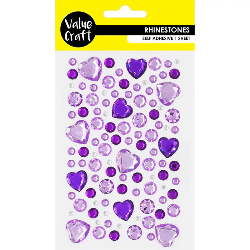 Value Craft Purple And Silver Heart Rhinestone Sticker 1
