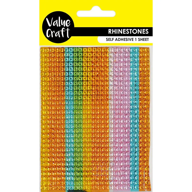 Value Craft Rainbow Bling Rhinestone Self-Adhesive Sticker Sheet 1