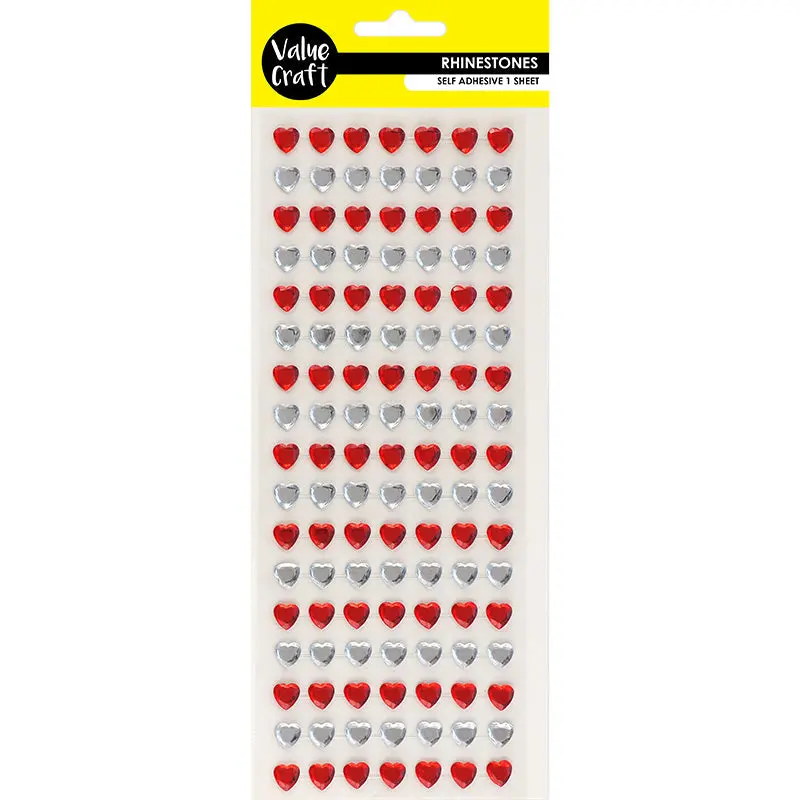 Value Craft Red And Silver Heart Rhinestone Sticker 1