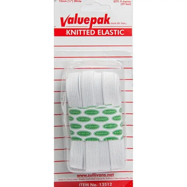 Valuepak Knitted Elastic – White, 12 Mm × 9 M 1