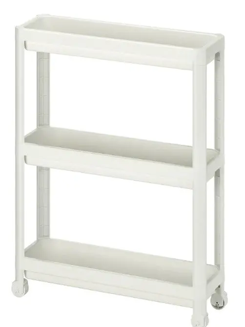 Vesken Rolling Utility Trolley – Sleek White, 54X18X71 Cm 1
