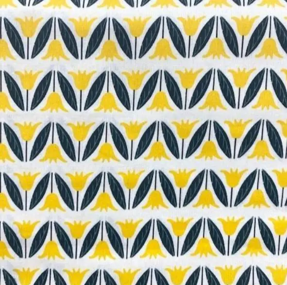 Vintage Yellow Tulip Cotton Fabric – 112Cm Width 1