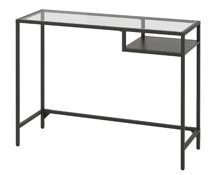 Vittsjo Adjustable Laptop Desk – Black-Brown Wood & Tempered Glass, 100X36 Cm 1