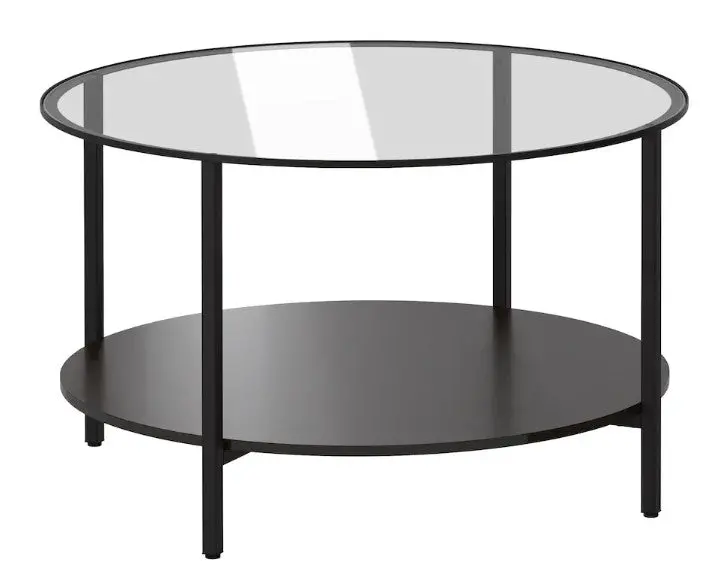 Vittsjö Black-Brown Wood And Tempered Glass Coffee Table, 75 Cm Wide (29.5 Inches) 1