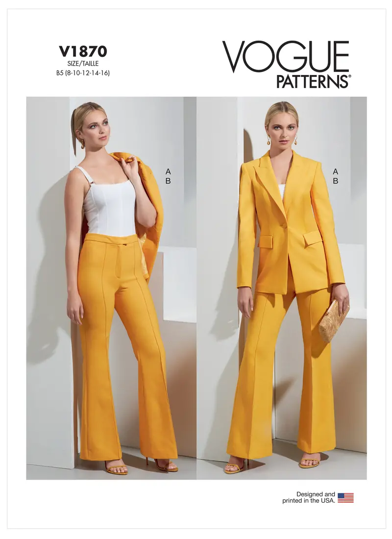 Vogue Sewing Pattern V1870 – Misses' Tailored Jacket & Matching Pants 1