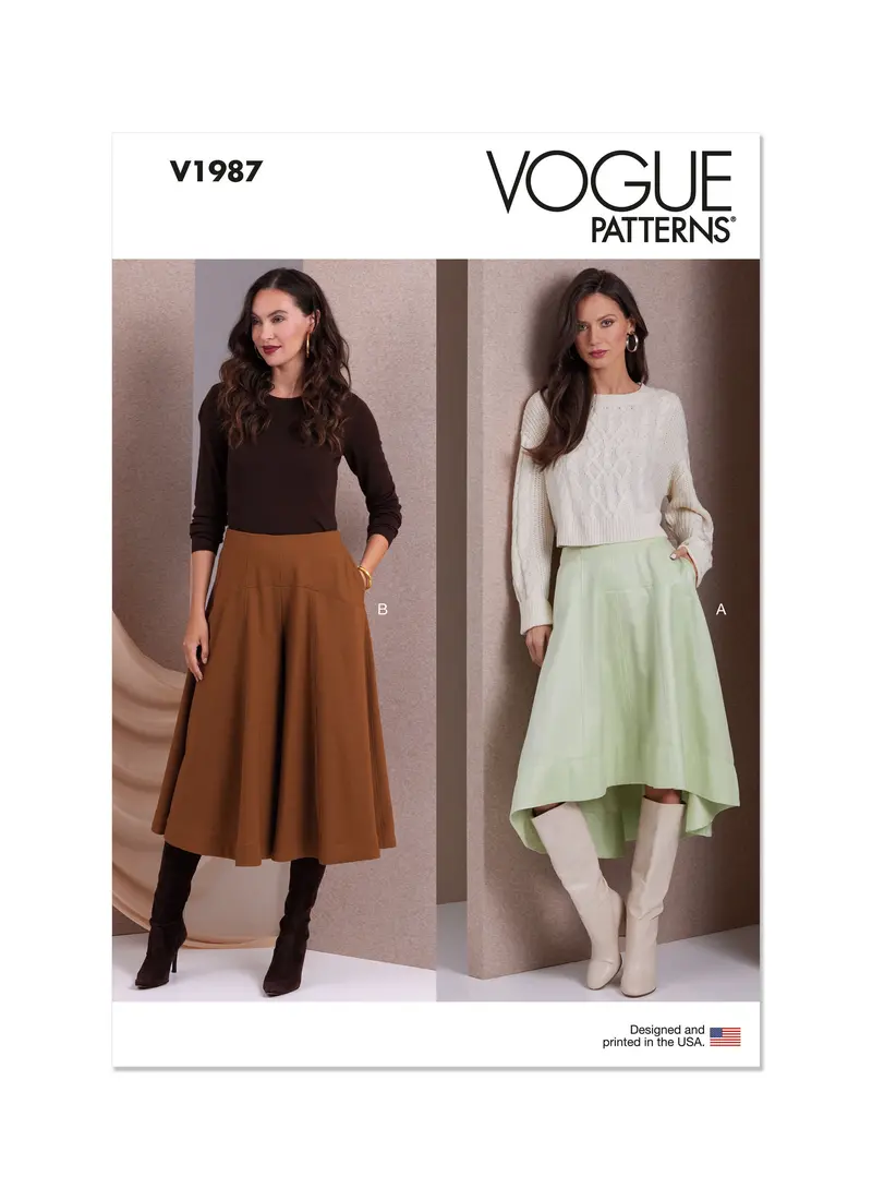 Vogue Sewing Pattern V1987: Versatile Misses' Skirt Or Pants Option 1
