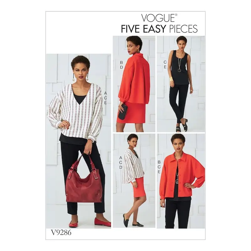 Vogue V9286 Coordinated Tops, Straight Skirt, And Pants Pattern For Misses 1