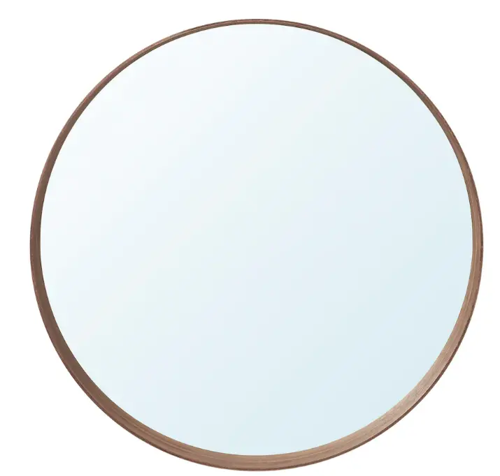 Walnut Veneer Round Mirror – Scandinavian Wall Decor, 80 Cm Diameter, Stockholm Line 1
