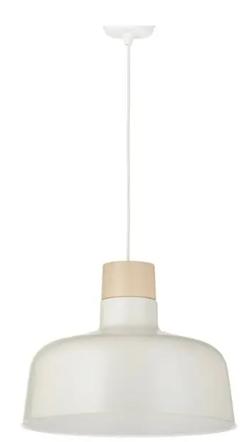 White And Birch Pendant Light – Minimalist Ceiling Fixture, 36 Cm Diameter, Bunkeflo Series 1