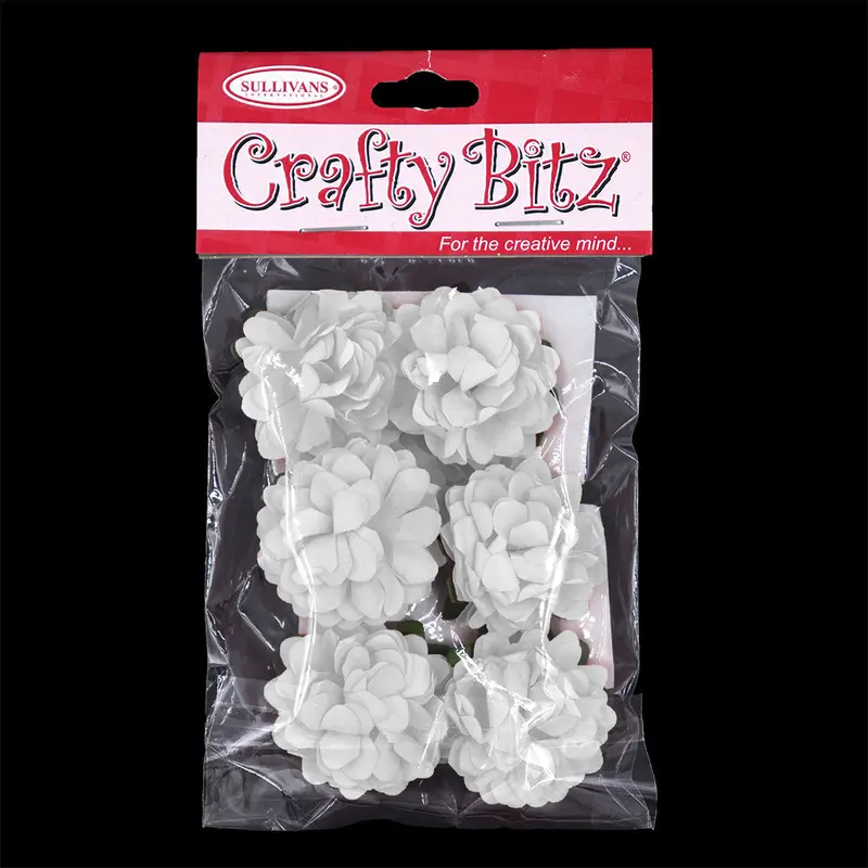 White Artificial Flower With Stem – Pack Of 6 1
