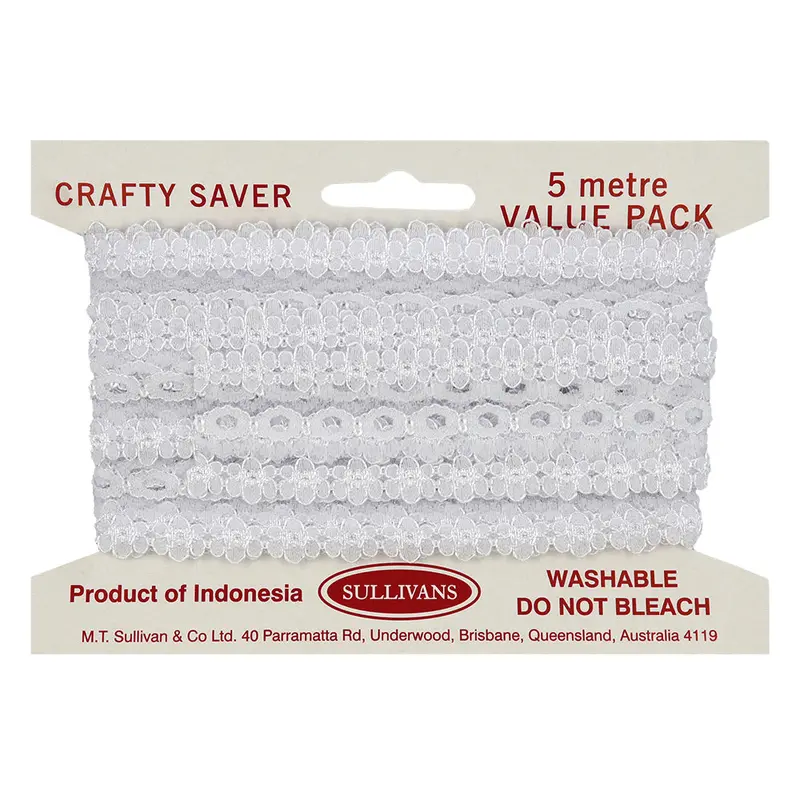 White Eyelet Lace Trim – 35Mm Width, 5-Meter Roll By Sullivan'S 1