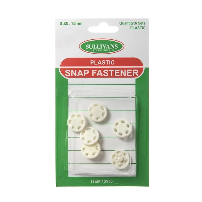 White Metal Snap Fasteners – Size 15Mm, 6 Sets 1
