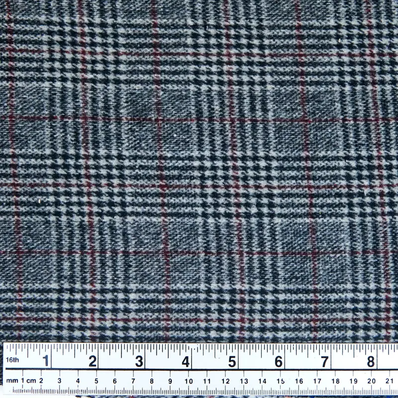 Wool-Blend Checkered Fabric – Textured Plaid, 148Cm Width 1