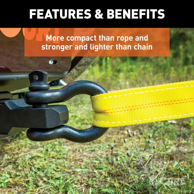 Curt 83066 Heavy-Duty Yellow Nylon Recovery Tow Strap – 30 Feet, 18,000 Lb Break Strength 1